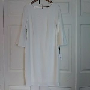 Calvin klein white elegant knee high dress